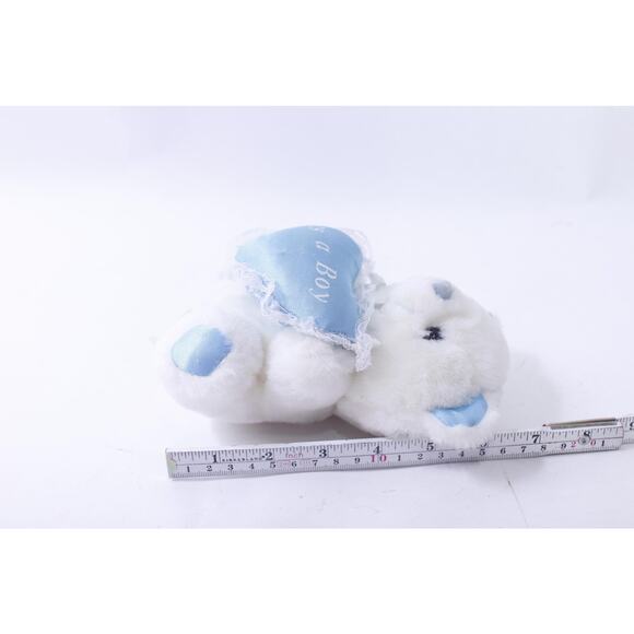 It's a Boy, 80s Cute Polar Bear holding a Blue Heart, Plush, Soft Toy, 721 - Picture 2 of 2